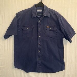 CARHARTT Button Down Collar Short Sleeve Blue Casual Shirt Men's Size 2XL